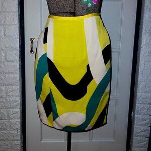 Catherine Malandrino Neon Silk Pencil Skirt